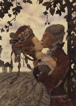 el beso 1 Konstantin Somov Pinturas al óleo